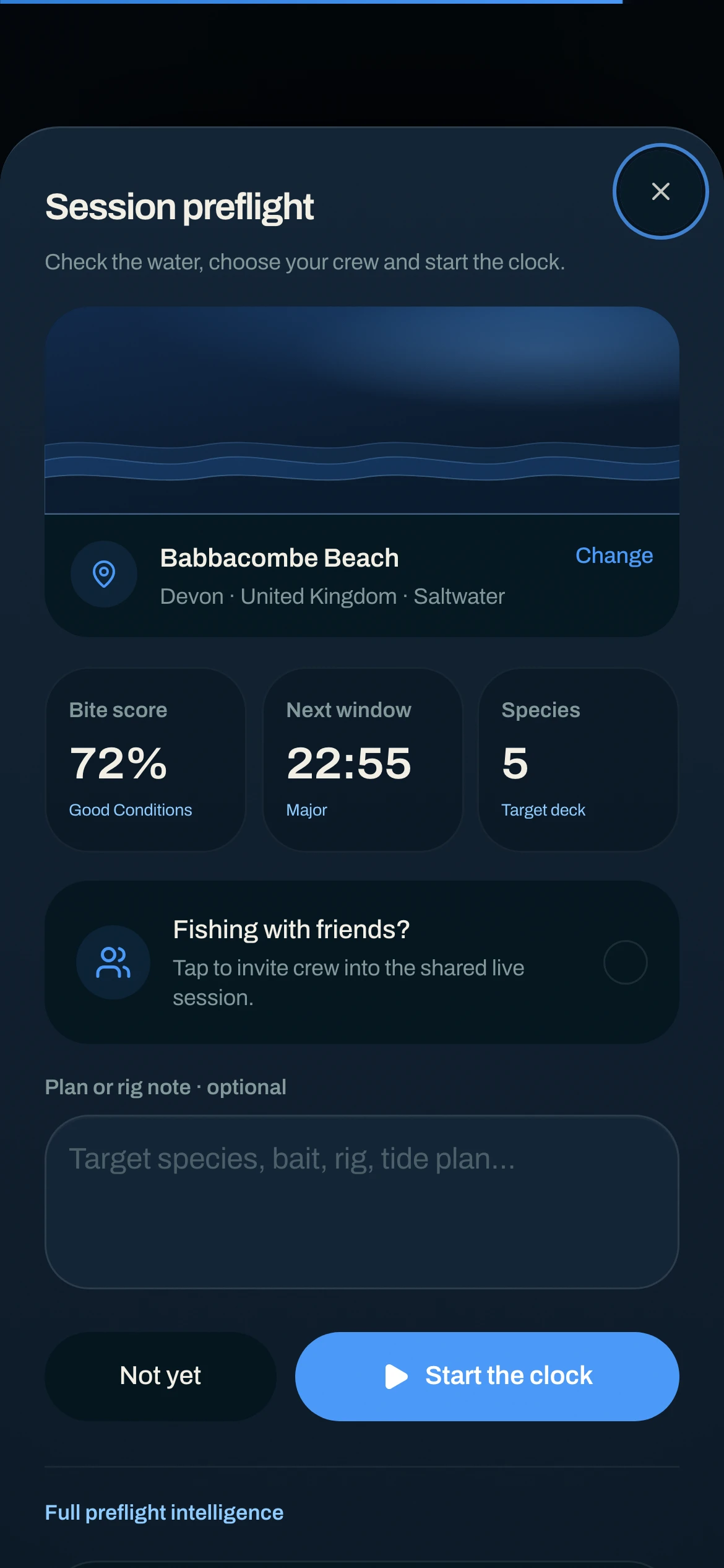 CAST session preflight with water, conditions, crew and trip plan